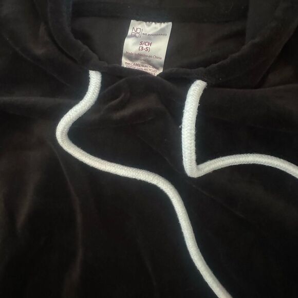 NO BOUNDARIES LUXE BLACK GLAM VELVETY SOFT CROPPED HOODIE JOGGER SET - Picture 7 of 8